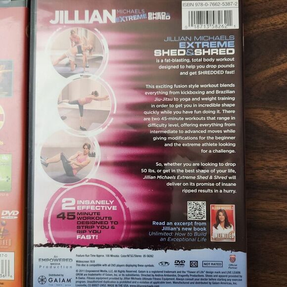 Exercise DVD Lot Jillian Michaels Extreme Shed & Shred Rev4 Natalie Jill Workout - Picture 6 of 10